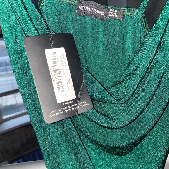 Emerald Green Ruched Dress - Picture 3 of 4